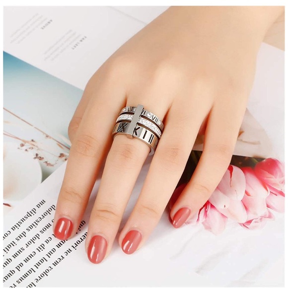 Stainless Steel Roman Numerals 3 in 1 Ring - Picture 6 of 6